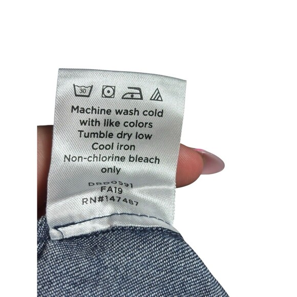 Draper James Womens Size 10 Denim Chambray Dress Ruffle Front Bell Sleeve - Picture 8 of 14